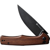 SENCUT Crowley Button Lock Wood S21012-5 - D2 Tool Steel Blade And Extended Tang by SENCUT