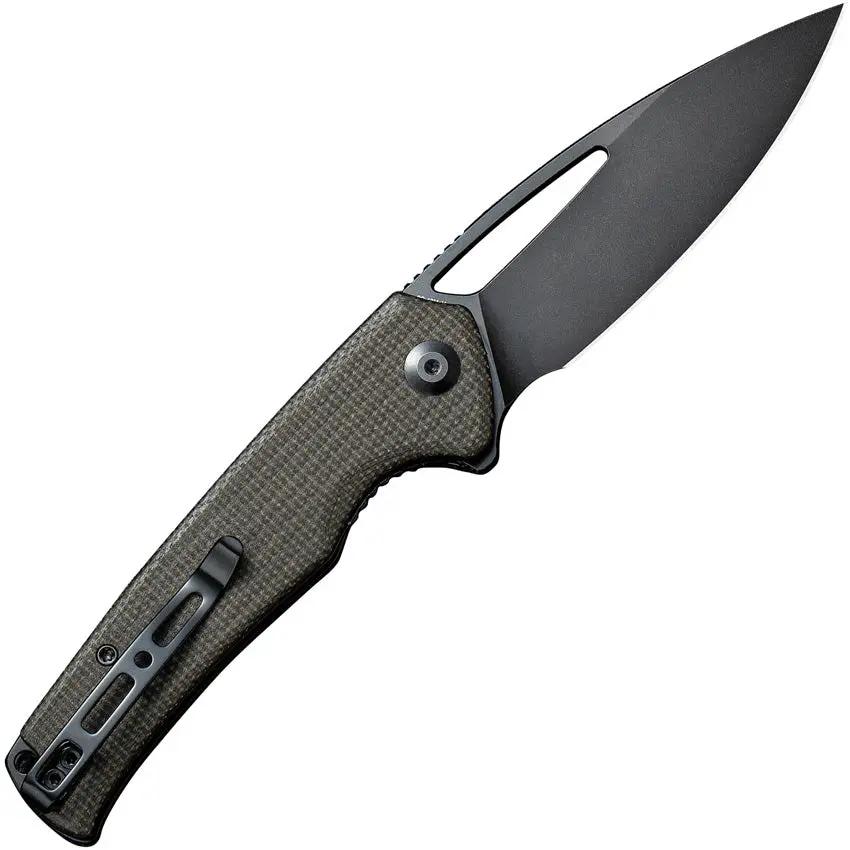SENCUT Mims Linerlock Green Micarta 3.5 Inch 9Cr18MoV Blade Extended Tang Thumb Pull Pocket Clip by SENCUT