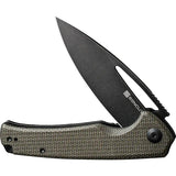 SENCUT Mims Linerlock Green Micarta 3.5 Inch 9Cr18MoV Blade Extended Tang Thumb Pull Pocket Clip by SENCUT