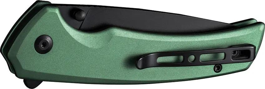 SENCUT Serene Button Lock Green S21022B-5 - D2 Tool Steel Blade Extended Tang Pocket Clip by SENCUT