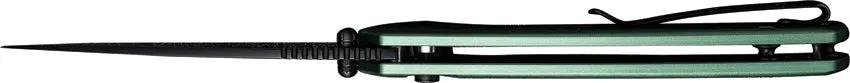 SENCUT Serene Button Lock Green S21022B-5 - D2 Tool Steel Blade Extended Tang Pocket Clip by SENCUT