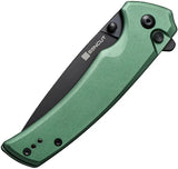 SENCUT Serene Button Lock Green S21022B-5 - D2 Tool Steel Blade Extended Tang Pocket Clip by SENCUT