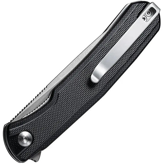 SENCUT Scitus Linerlock - D2 Tool Steel Blade, Black G10 Handle, Extended Tang, 4.5in Closed by SENCUT