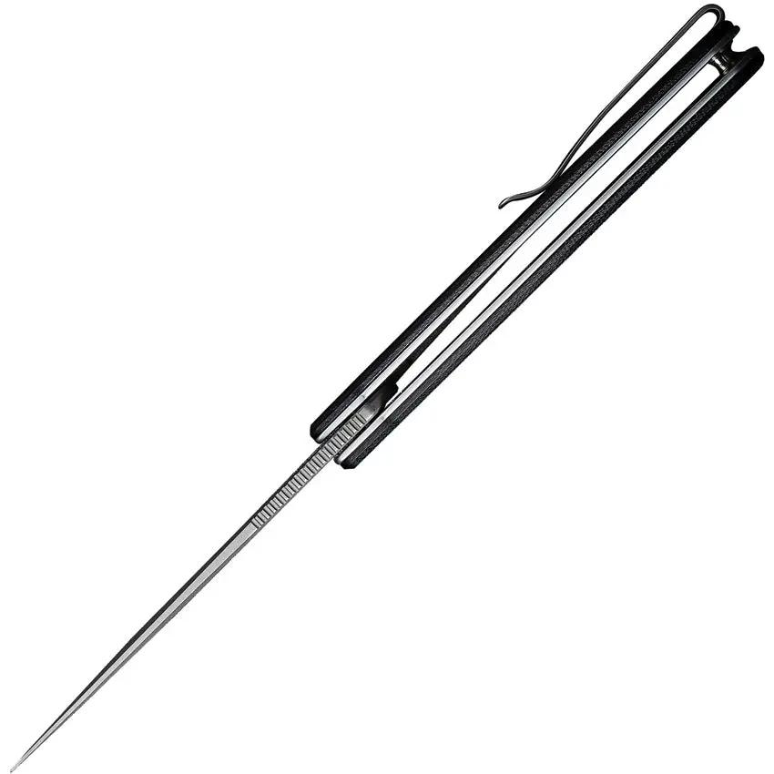 SENCUT Scitus Linerlock - D2 Tool Steel Blade, Black G10 Handle, Extended Tang, 4.5in Closed by SENCUT
