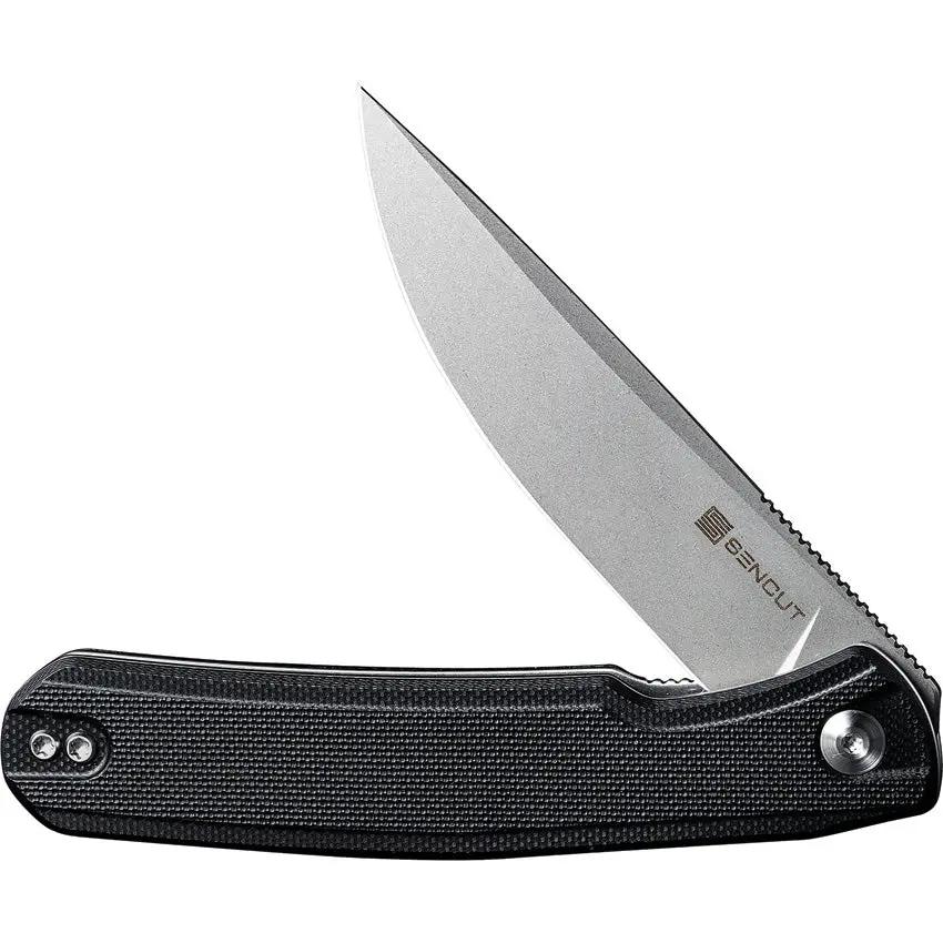 SENCUT Scitus Linerlock - D2 Tool Steel Blade, Black G10 Handle, Extended Tang, 4.5in Closed by SENCUT