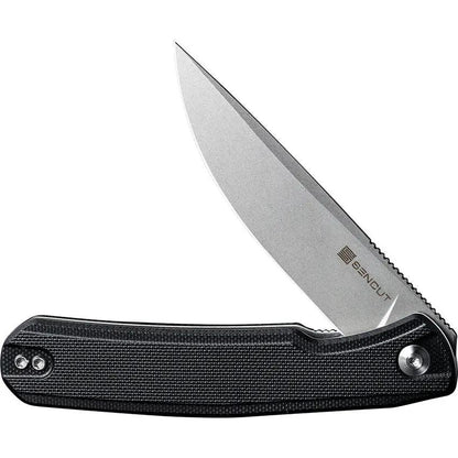 SENCUT Scitus Linerlock - D2 Tool Steel Blade, Black G10 Handle, Extended Tang, 4.5in Closed by SENCUT