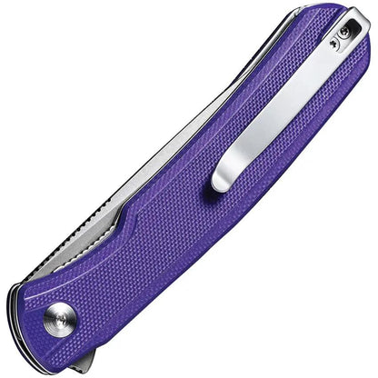 SENCUT Scitus Linerlock - Purple G10 Handle, 3.5 Inch D2 Blade, Extended Tang, Pocket Clip by SENCUT