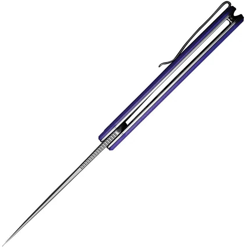 SENCUT Scitus Linerlock - Purple G10 Handle, 3.5 Inch D2 Blade, Extended Tang, Pocket Clip by SENCUT
