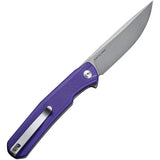 SENCUT Scitus Linerlock - Purple G10 Handle, 3.5 Inch D2 Blade, Extended Tang, Pocket Clip by SENCUT