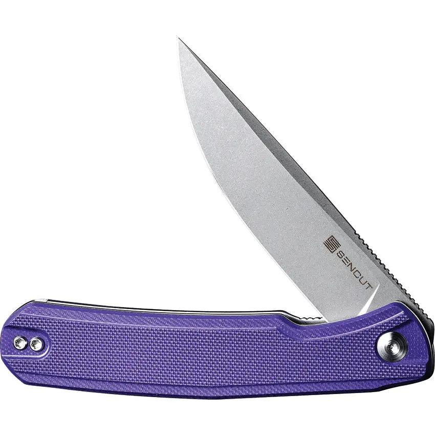 SENCUT Scitus Linerlock - Purple G10 Handle, 3.5 Inch D2 Blade, Extended Tang, Pocket Clip by SENCUT