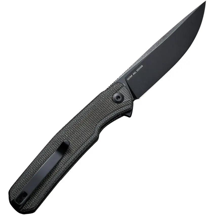 SENCUT Scitus Linerlock Green S21042-3 - D2 Tool Steel Blade With Black Stonewash Finish And Green Canvas Micarta Handle by SENCUT