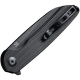 SENCUT Kyril Linerlock - Black Micarta Handle, 9Cr18MoV Blade, Extended Tang, Lanyard Hole by SENCUT