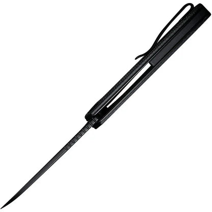 SENCUT Kyril Linerlock - Black Micarta Handle, 9Cr18MoV Blade, Extended Tang, Lanyard Hole by SENCUT
