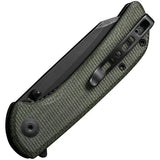 SENCUT Fritch Linerlock - Green Canvas Micarta Handle With 9Cr18MoV Blade, 4 Inch Closed by SENCUT