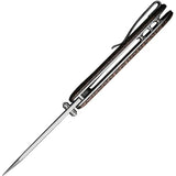 SENCUT Fritch Linerlock Micarta S22014-3 - Stonewash 9Cr18MoV Blade With Brown Micarta Handle And Extended Tang by SENCUT
