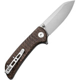 SENCUT Fritch Linerlock Micarta S22014-3 - Stonewash 9Cr18MoV Blade With Brown Micarta Handle And Extended Tang by SENCUT
