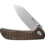 SENCUT Fritch Linerlock Micarta S22014-3 - Stonewash 9Cr18MoV Blade With Brown Micarta Handle And Extended Tang by SENCUT