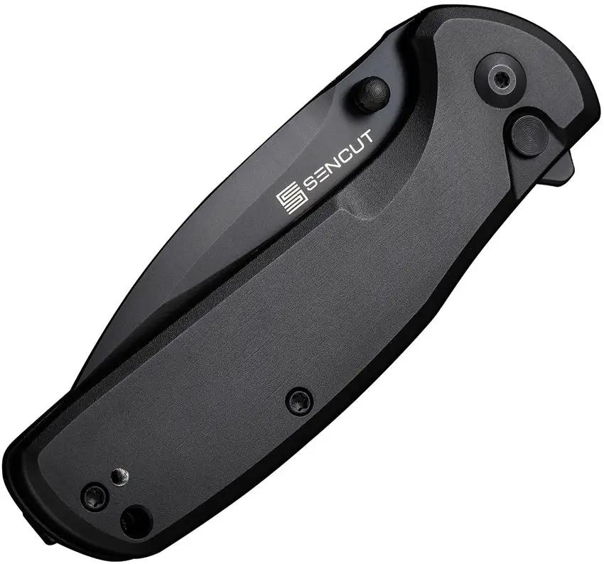 SENCUT ArcBlast Button Lock Knife - Black Stonewash 9Cr18MoV Blade Aluminum Handle by SENCUT