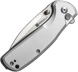 SENCUT ArcBlast Button Lock Knife - Satin Finish 3 Inch 9Cr18MoV Blade Aluminum Handle by SENCUT