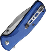 SENCUT ArcBlast Button Lock Blue S22043B-3 - 3in Satin Blade, Blue Aluminum Handle, 4in Closed by SENCUT