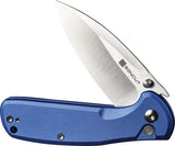 SENCUT ArcBlast Button Lock Blue S22043B-3 - 3in Satin Blade, Blue Aluminum Handle, 4in Closed by SENCUT