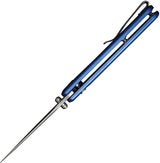 SENCUT ArcBlast Button Lock Blue S22043B-3 - 3in Satin Blade, Blue Aluminum Handle, 4in Closed by SENCUT