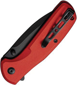 SENCUT ArcBlast Button Lock Knife - Red Aluminum Handle With 9Cr18MoV Blade 4 Inch Closed Thumb Stud Lanyard Hole by SENCUT