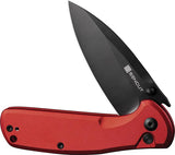 SENCUT ArcBlast Button Lock Knife - Red Aluminum Handle With 9Cr18MoV Blade 4 Inch Closed Thumb Stud Lanyard Hole by SENCUT