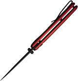 SENCUT ArcBlast Button Lock Knife - Red Aluminum Handle With 9Cr18MoV Blade 4 Inch Closed Thumb Stud Lanyard Hole by SENCUT