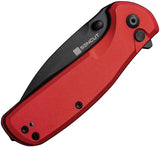 SENCUT ArcBlast Button Lock Knife - Red Aluminum Handle With 9Cr18MoV Blade 4 Inch Closed Thumb Stud Lanyard Hole by SENCUT