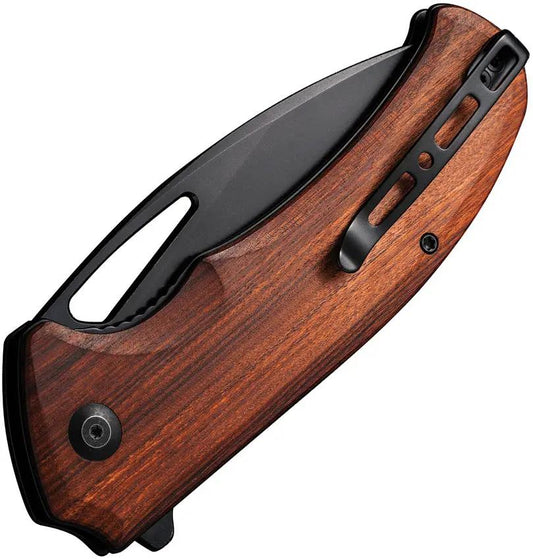 SENCUT Phantara Linerlock Wood Knife - 9Cr18MoV Drop Point Blade, 5 Inch Closed, Brown Wood Handle by SENCUT