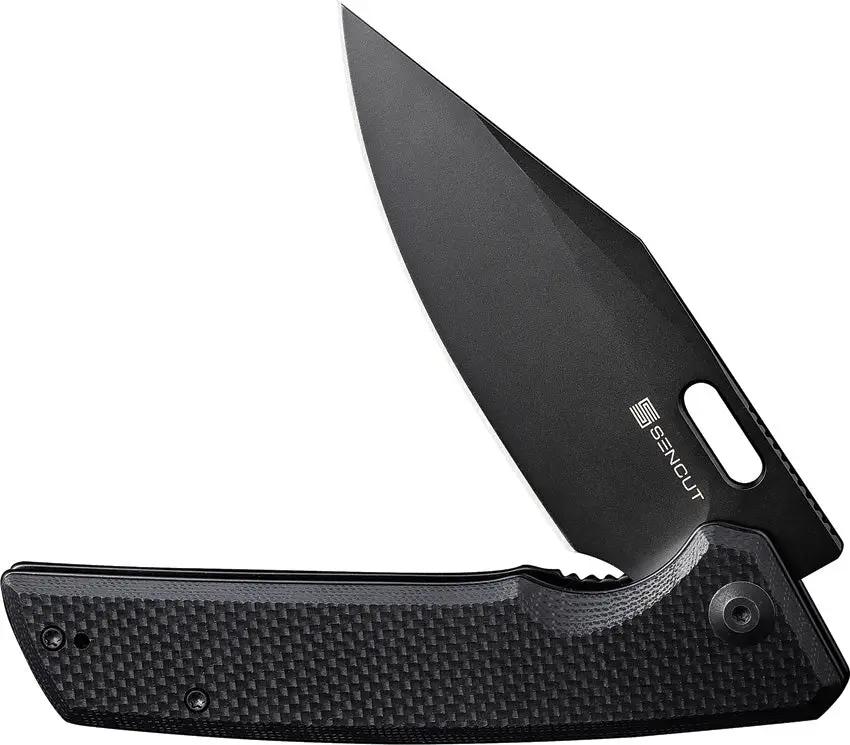 SENCUT GlideStrike Linerlock Knife - Black Stonewashed 9Cr18MoV Blade G10 Handle Thumb Pull by SENCUT