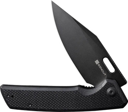SENCUT GlideStrike Linerlock Knife - Black Stonewashed 9Cr18MoV Blade G10 Handle Thumb Pull by SENCUT