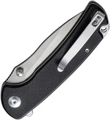 SENCUT Pulsewave Button Lock Black S230321 - Satin 9Cr18MoV Blade With Black G10 Handle And Pocket Clip by SENCUT