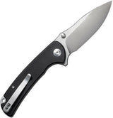 SENCUT Pulsewave Button Lock Black S230321 - Satin 9Cr18MoV Blade With Black G10 Handle And Pocket Clip by SENCUT