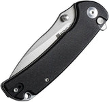 SENCUT Pulsewave Button Lock Black S230321 - Satin 9Cr18MoV Blade With Black G10 Handle And Pocket Clip by SENCUT