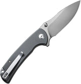 SENCUT Pulsewave Button Lock Gray S230322 - Satin 9Cr18MoV Blade With G10 Handle And Pocket Clip by SENCUT