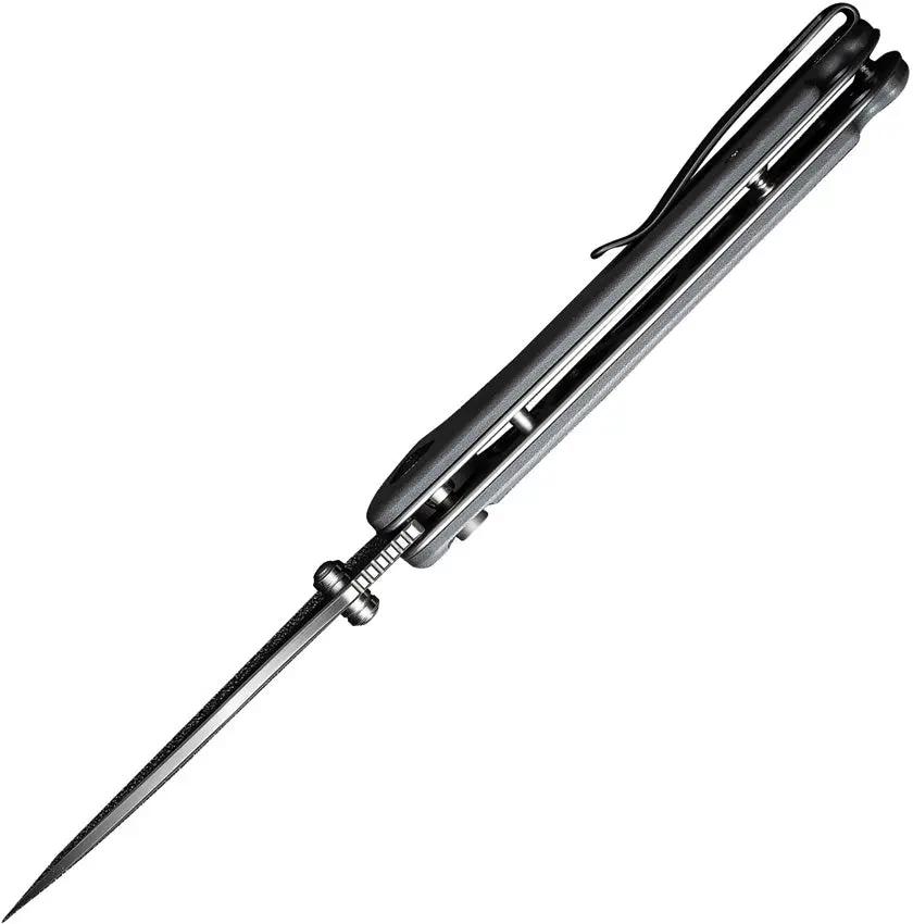 SENCUT Pulsewave Button Lock Gray S230322 - Satin 9Cr18MoV Blade With G10 Handle And Pocket Clip by SENCUT