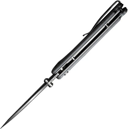 SENCUT Pulsewave Button Lock Gray S230322 - Satin 9Cr18MoV Blade With G10 Handle And Pocket Clip by SENCUT