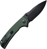 SENCUT Pulsewave Button Lock Folding Knife Green Canvas Micarta Handle - Smooth One Hand Deployment by SENCUT