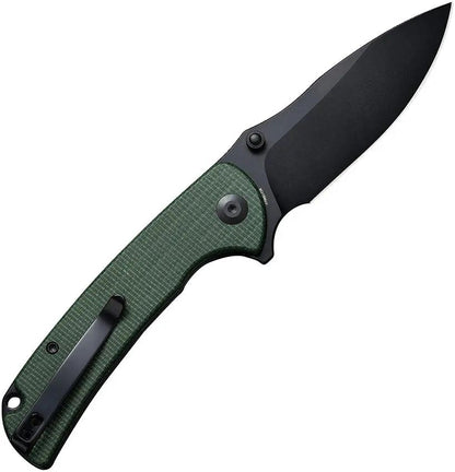 SENCUT Pulsewave Button Lock Folding Knife Green Canvas Micarta Handle - Smooth One Hand Deployment by SENCUT