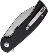 SENCUT Omniform Linerlock - Satin 9Cr18MoV Drop Point Blade, Black Canvas Micarta Handle, Extended Tang, Pocket Clip by SENCUT
