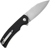 SENCUT Omniform Linerlock - Satin 9Cr18MoV Drop Point Blade, Black Canvas Micarta Handle, Extended Tang, Pocket Clip by SENCUT