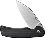 SENCUT Omniform Linerlock - Satin 9Cr18MoV Drop Point Blade, Black Canvas Micarta Handle, Extended Tang, Pocket Clip by SENCUT
