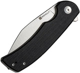 SENCUT Omniform Linerlock - Satin 9Cr18MoV Drop Point Blade, Black Canvas Micarta Handle, Extended Tang, Pocket Clip by SENCUT