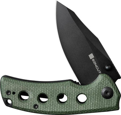 SENCUT Excalis Linerlock Green Micarta Handle - 3 Inch Reverse Tanto 9Cr18MoV EDC Knife by SENCUT