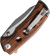 SENCUT Excalis Linerlock Wood S23068-4 - Guibourtia Wood Handle With Satin 9Cr18MoV Blade Reverse Tanto by SENCUT