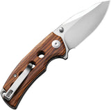 SENCUT Excalis Linerlock Wood S23068-4 - Guibourtia Wood Handle With Satin 9Cr18MoV Blade Reverse Tanto by SENCUT