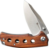 SENCUT Excalis Linerlock Wood S23068-4 - Guibourtia Wood Handle With Satin 9Cr18MoV Blade Reverse Tanto by SENCUT