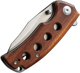 SENCUT Excalis Linerlock Wood S23068-4 - Guibourtia Wood Handle With Satin 9Cr18MoV Blade Reverse Tanto by SENCUT